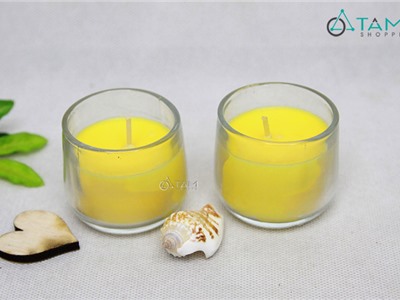 Set 2 ly nến thơm tinh dầu sáp vàng mùi hoa lài NEN-TD-01